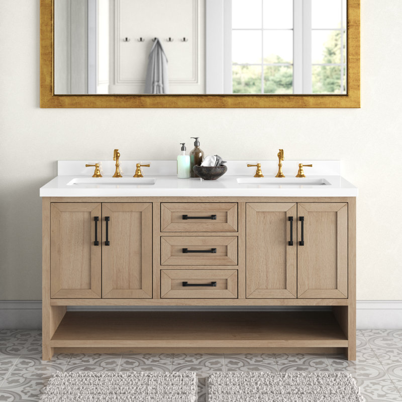 Lark Manor Wellsville 55'' Freestanding Double Bathroom Vanity with